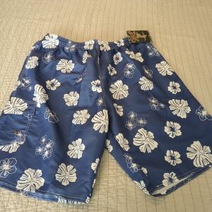 Blue Floral Men's Swim Shorts